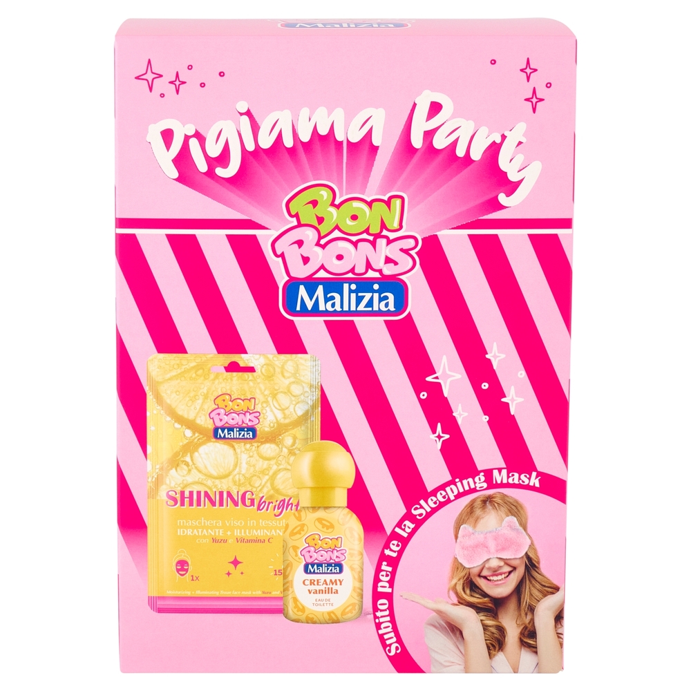 Malizia Bon Bons Pigiama Party Maschera Viso Shining 25mL + Eau de Toilette Creamy Vanilla 50 mL